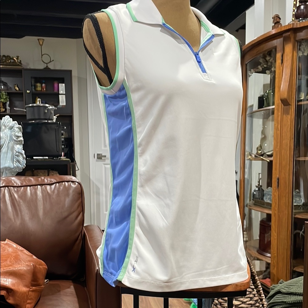 RLX Ralph Lauren White and Blue Tank Top